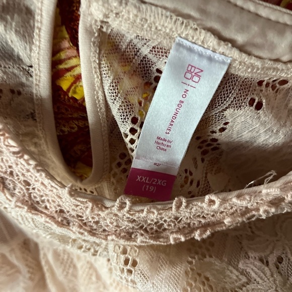 NOBO Pink Lace Sleeveless Crew neck Dainty midi dress tunic Empire waist Size XL - Picture 3 of 6